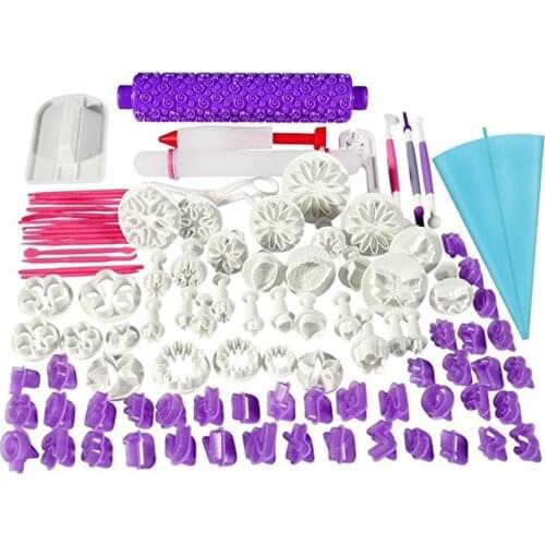 100PCS Fondant Cake Mold Set Plastic Spring Embossing Mold DIY Biscuit Cutting Mold Baking Tool