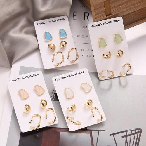 FNIO Womens Earrings Set Stud Earrings For Women Exquisite Fashion Jewelry Vintage Geometric Earrings 2021