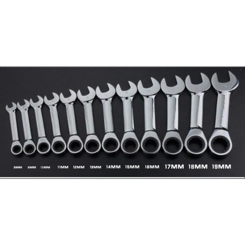 NEW Set 8.9.10.11.12.13.14.15.16.17.18.19mm 12Pcs/Set CRV 72T Stubby Ratchet Spanner Ratchet Wrench Car Repair Tool Set DIN