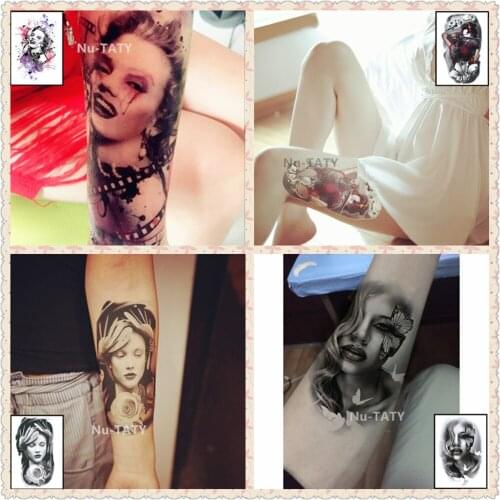 Nu-TATY Waterproof Temporary Sticker 15 Set Womens Head Portrait Series Kabuki Samurai Blade Pink Style Marilyn Tattoo Stickers