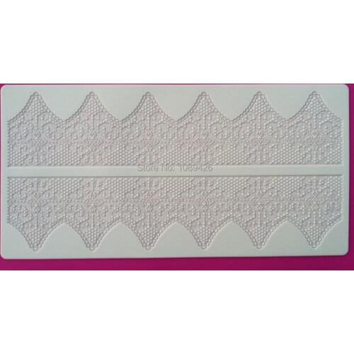 Wholesale 10Pcs/lot CT402 Two New Lace Soft 100% Platinum Silicone Cake Fondant Embossing Gum Paste Decorating Mold Tool