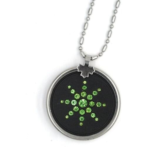 New Anti EMF Fashion Pendant Necklace Stainless Steel Green Crystal Volcanic Stone Lava Round Men Women Energy Power Necklace