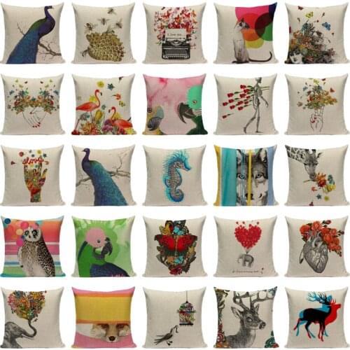 Animal Peacock throw pillows Blue colorful birds pillow covers decorative Bedroom square print Dropshipping cushion cover Cojin