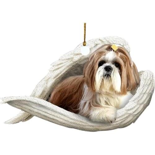 Dog Car Hanging Ornament Cartoon Cute Sleeping Dog with Angel wings Hanging Ornament Decoration Car Interior Decor Home Gift