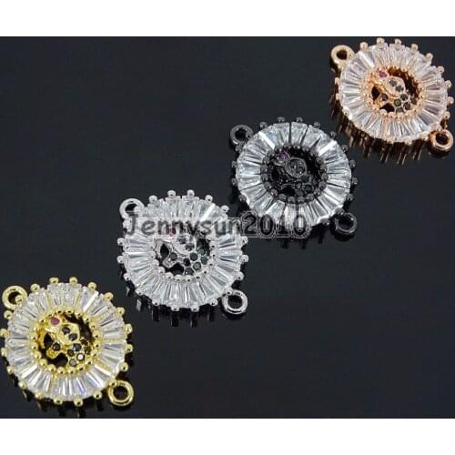 Rectangle Zircon Gems Stones Pave Elephant Bracelet Connector Charm Beads 10Pcs/Pack