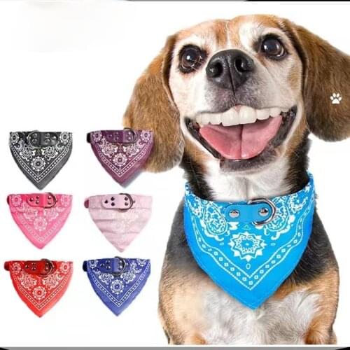 SUPREPET Cute Adjustable Small Dog Collars Puppy Pet Slobber Towel Outdoor Cat Collar Print Scarf Design Dog Collar Neckerchief