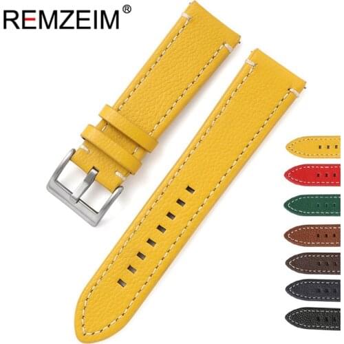 Double Sided Cowhide Watchband Women Men Quick release 18mm 20mm 22mm 24mm 5 Colors Watch Strap Silver Steel Buckle Wrist Belt