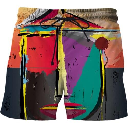 2021 New Abstract 3D Print Art Painting Summer Beach Shorts Streetwear Men Board Vacation Shorts Casual Quick Dry Men clothing