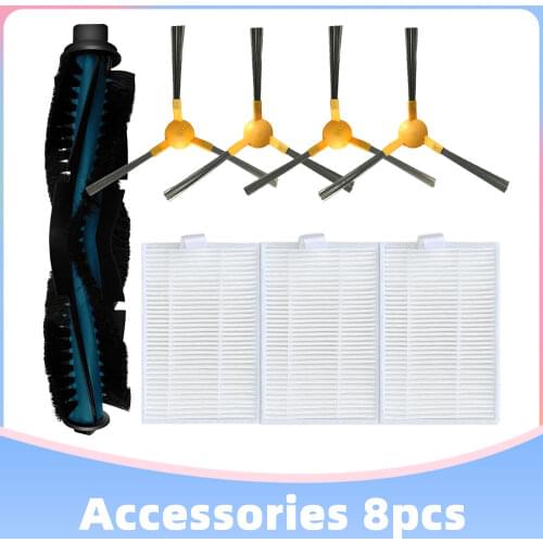 Replacemnet for Moosoo RT30 / 40 / 50 Robotic Vacuum Cleaner Main Side Brush and Hepa Filter Spare Parts