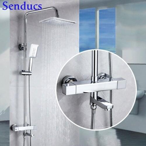 Electroplated Thermostatic Bathroom Shower System Wall Mounted Brass Faucets Pvc Pressure Portable Shower Set 3 Outlet Water