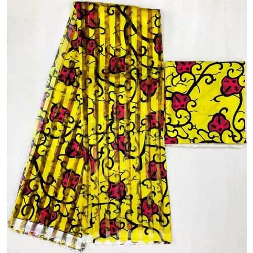 Pure silk fabric african fabric organza fabric ankara african wax print fabric 2+4yards organza ribbon silk for dress MM-B14