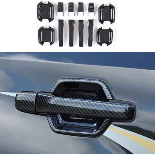Carbon Fiber Color Door Handle +Door Bowl Cover Fit For Mitsubishi Pajero V93/V97 2007-2020 Exterior Modification Parts