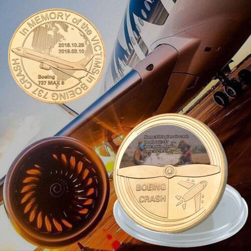WR Gold Plated Coin Collectible Boeing Commemorative Metal Coin Art Crafts Collection Coin With Security Box For Business Gifts