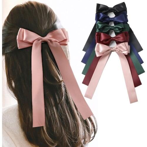 Ncmama Fashion Stacked Satin Ribbon French Barrettes Hair Clips for Women Summer Bow Hairpin Hair Accessories Ladies Hair Clips