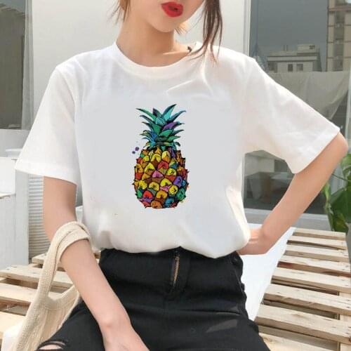 Womens Pineapple Fruit Clothing Printed T-shirt Womens Kawaii Camisas T-shirt Fashion Womens Top Graphic T-shirt streetwear