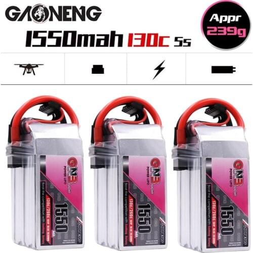 1-3PCS Gaoneng GNB 1550mAh 18.5V 5S 130C/260C Lipo Battery For RC Car Racing Spare Parts LiHV 5S Battery for RC Car Boats AKKU