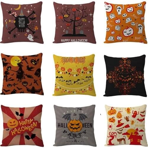 1Pc Halloween Themed Pillowcase Grimace Pumpkin Bat Witch Letter Print Bedding Pillowcase For Car Sofa Home Cushion Cover Decor