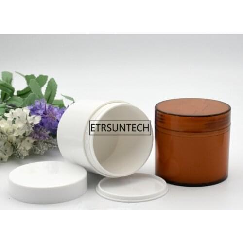 100pcs 100g Brown White Cosmetic Container Plastic Cream Jar,Empty Plastic Cream Reuse Container With Lids F3421