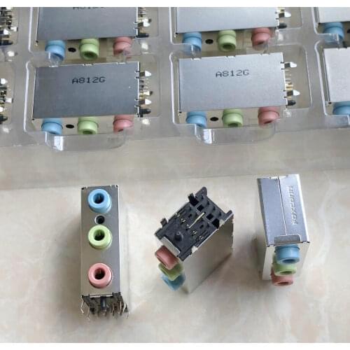 2pcs) new original Desktop PC PCB motherboard 3-hole blue green pink audio headphone socket socket gold-plated foot