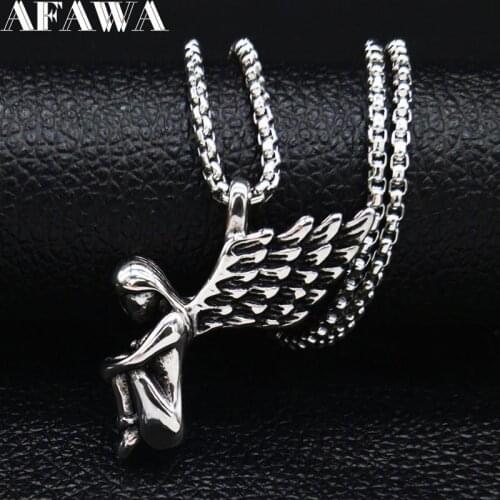 2021 Punk Angle Stainless Steel Long Statement Necklace for Women Silver Color Necklaces Pendants Jewelry collares N1915S02