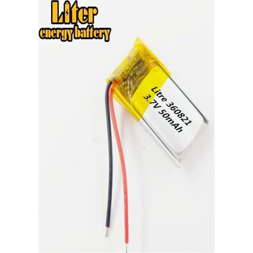 3.7v 50mah 360821 Lithium Polymer LiPo Rechargeable Battery li ion li-polymer For DIY Mp3 bluetooth Recorder headphone