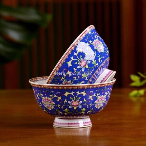 4.5/5/6 Inch Jingdezhen Ceramic Noodle Bowl Chinese Style Home Bone China Rice Bowls Fruit Mixing Container Kitchen Tableware