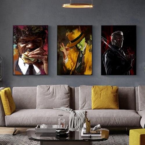 Abstract Movie Star Actor The MASK Posters and Pulp Fiction Wall Art Canvas Painting Posters and Prints in Livingroom Home Decor