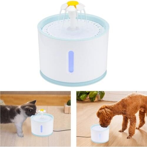 Cat Water Drinking Fountain Dispenser Automatic 2.4L Flower Water Bowl with1 Replacement Filters for Cats Dogs USB Powered