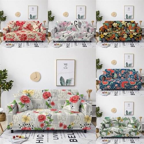 New Floral Stretch Sofa Slipcovers Sectional Elastic Sofa Cover for Living Room Couch Cover L shape 1/2/3/4 Seat Armchair Cover