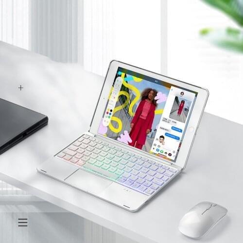 5.1 Bluetooth Keyboard for iPad Pro 12.9-Inch (3rd /4th Gen) with Trackpad , 7 Rainbow Color Backlit and and Pencil Holder