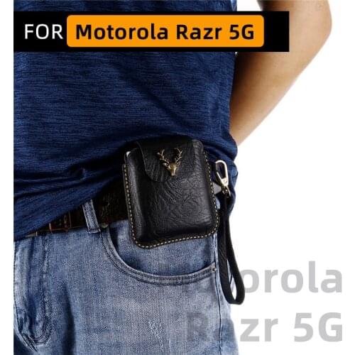 Genuine Leather Case Pouch Bag For Moto Razr 5G For Motorola RAZR 2020 5G Case Pouch