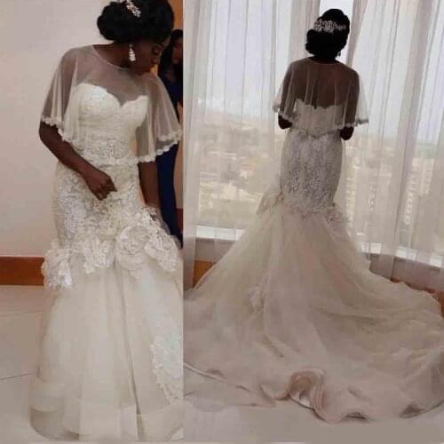 Afrfican Black Girls Wedding Dresses Mermaid Sweetheart Lace Garden Bride Bridal Gowns Custom Made Plus Size