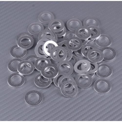 DWCX 50pcs Car Engine Oil Crush Washers Drain Plug O Rings Gaskets Seal 12mm ID. 20mm OD. Silver Accessories