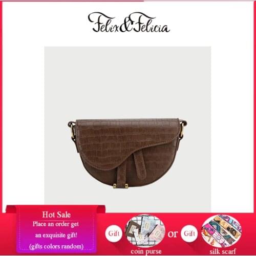 FELIX&FELICIA New Fashion Shoulder Bags For Women Ladies Handbag Crossbody PU Leather Designer Luxury Tote Crocodile Saddle Bag