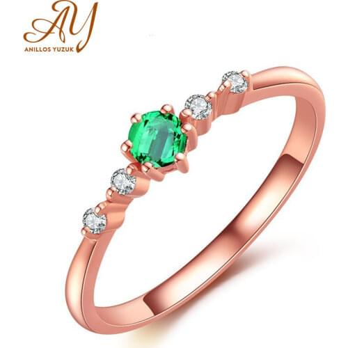 Anillos Yuzuk 925 Sterling Silver Round Gemstone Rose Gold Wedding Engagement Simple Ring Jewelry Wholesale Size 6-10 Wholesale