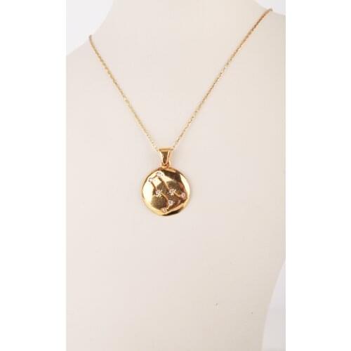 UM US JEWELRY Gemini Zodiac Gold Plated 925 Sterling Silver Necklace