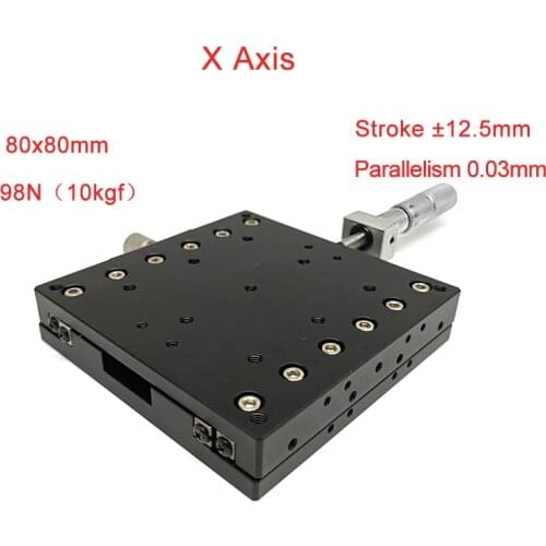 X Axis 80x80mm Precision Manual Linear Stages Cnc Guide Rail Sliding Table PLX80-L/C/R Linear Rail
