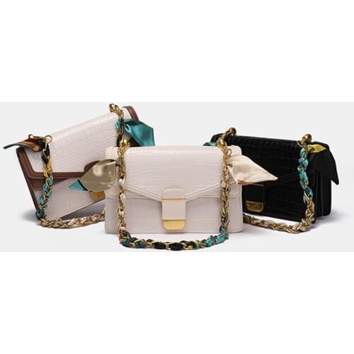 Fashion Women Small Square Bag Crocodile Print Portable Bags Woman 2021 Spring New Casual Chain Shoulder Messenger Bag Female