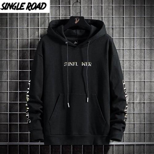 Single Road Mens Hoodies Men Printed Fashion Harajuku Sweatshirt Hip Hop Japanese Streetwear Casual Black Oversized Hoodie Men