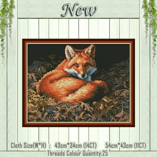 Fox animals cute decor painting counted printed on the canvas DMC 11CT 14CT kits Chinese Cross Stitch embroidery needlework Sets