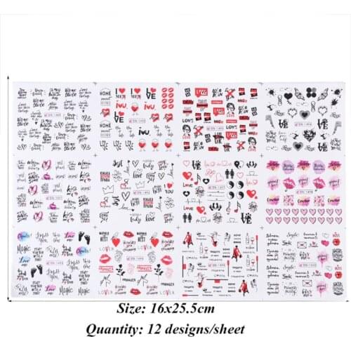 Q1QD 12pcs Nail Sticker Fashion Patterns Nails Art Stickers Decals Adhesive Tip