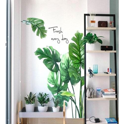 Tropical Plant Turtle Leaf Wall Sticker Home Decor Fresh Beach Palm Leave Art Wall Decal For Kids Room Living Room Bedroom Mural
