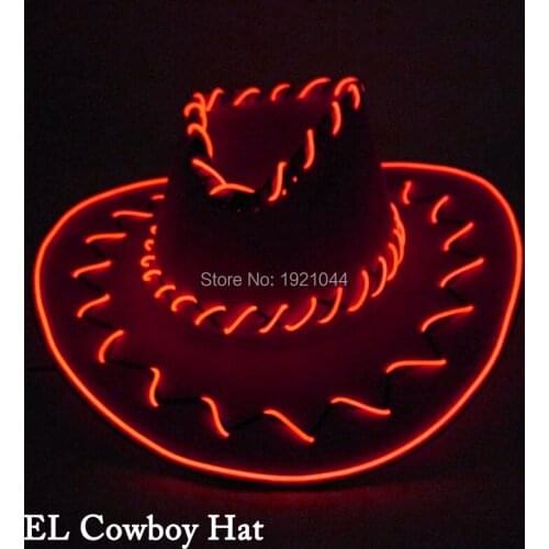 New Design Fashion Cowboy Glowing Hat flashing Party Hat props Neon Light Up EL cable rope DC-3V Steady on Glow Party Supplies