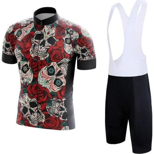 New Skeleton Bib Cycling Jersey Set Wear Shirts Breathable Summer Bicycle Clothes Quick Dry Compression Bike Uniform Cycling Set