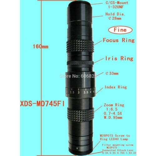 New Machine vision lenses c-mount mini monocular TV microscope with iris ring with 0.5c Lens