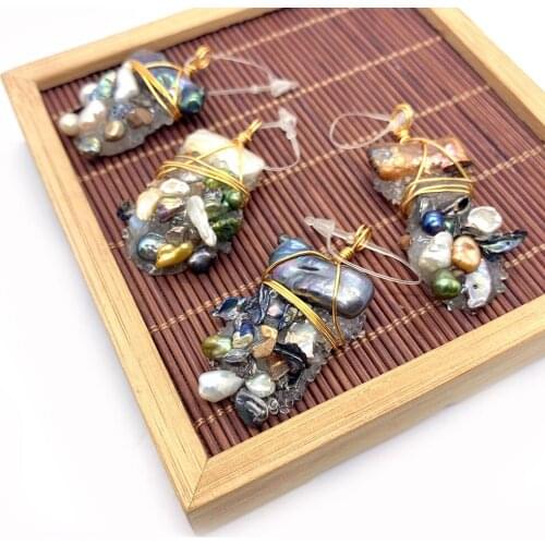 Natural Freshwater Pearl Pendant Crystal Beautiful Irregular Inlaid Pearls Suitable for DIY Fashion Jewelry Necklace Pendant