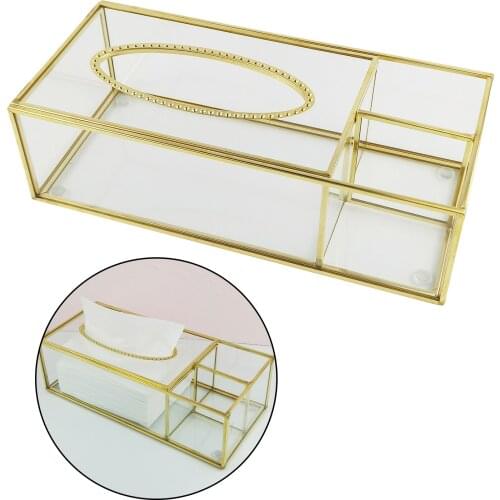 Rectangular Clear Glass Paper Tissue Box, Decorative Glass Napkin Storage Box, Facial Tissue Holder for Bedroom, Home Decor