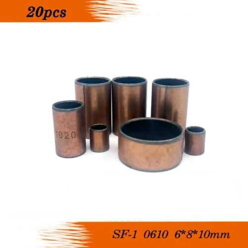 Free shipping 20Pcs SF1 SF-1 0610 Self Lubricating Composite Bearing Bushing Sleeve 6 x 8 x 10mmHigh Quality