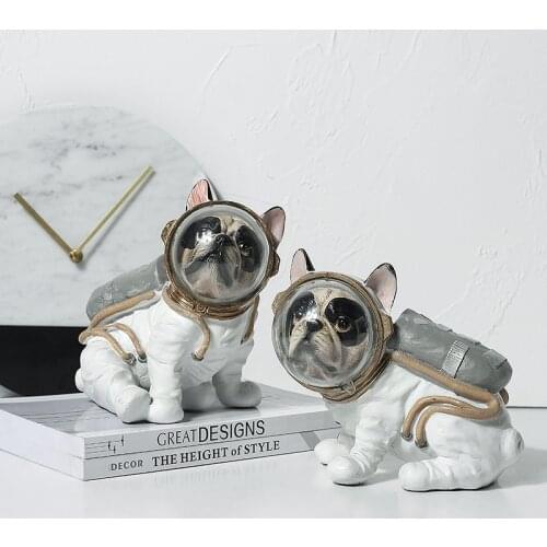 Nordic Resin Space Astronaut Dog Model Statues for Home Decoration Living Room Animal Figurines Modern Technological Sculpture