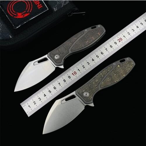 INFINITE Globefish Folding Knife M390 blade Titanium Carbon Fibre handle camping hunting pocket kitchen fruit knife EDC tools